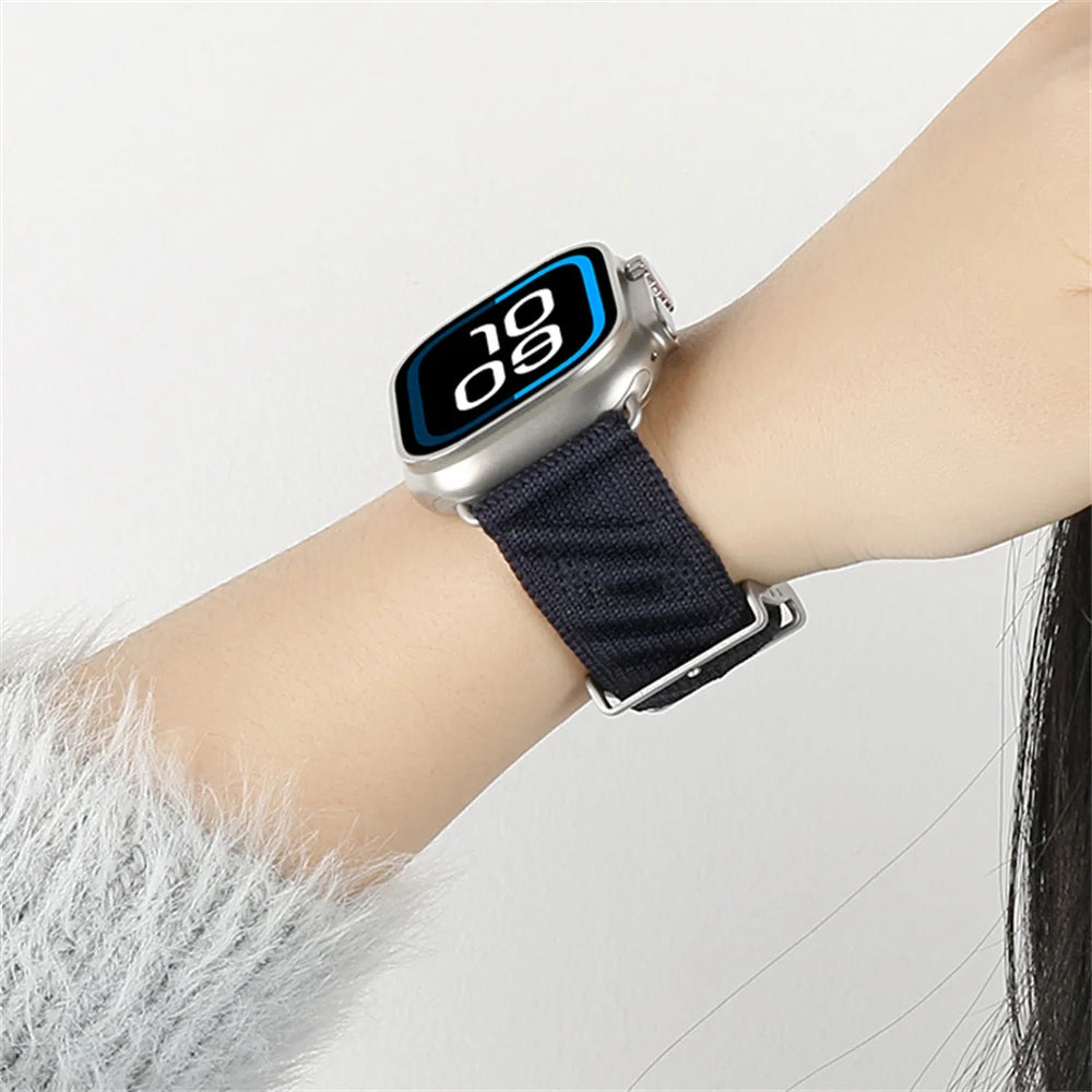 En Mer Bleu Nuit Band For Apple Watch 10 46mm 42mm Correa Nylon Loop Bracelet For Iwatch 9 8 7 6 Ultra 49mm 44/45/38mm Watchband